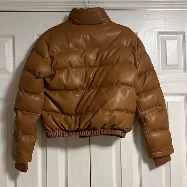 GENERATION LOVE Women’s Camel Brown Vegan Puffer Jacket Size M New - Image 6