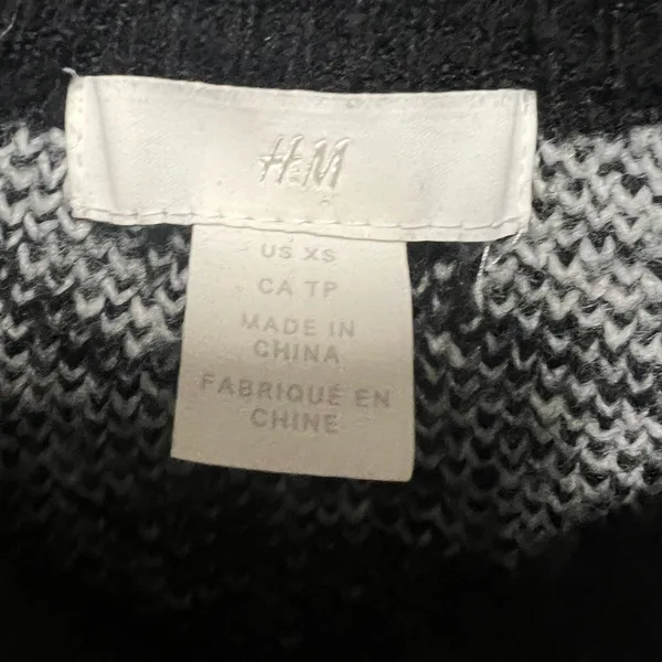 H&M Wool Blend Pullover Knit Chunky Black & White Sweater Size XS - Image 2
