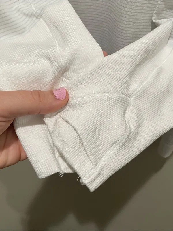 Lululemon Long Sleeve Athletic Top White Women Size 12 Thumbhole Lightweight - Image 5