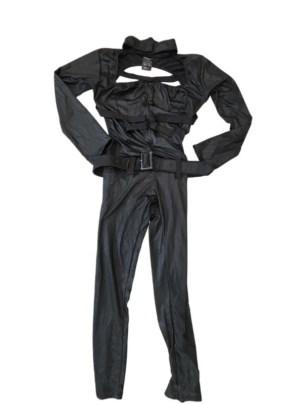 Leg Avenue Black Faux Leather Catwoman-Style Costume With Cut-Out Design Belt L - Image 7