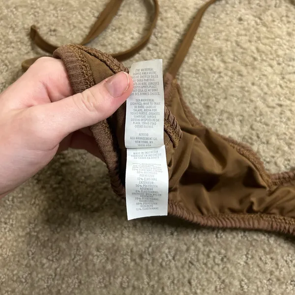 Aerie Women’s Medium Crinkle Halter Voop Bikini Top-Dark Brown - Image 7
