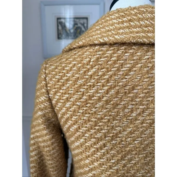Vintage 60s Franklin Simon New York Mustard Gold Side Button Coat S M - Image 8