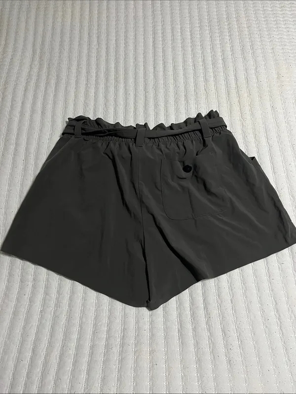 Athleta Black High-Waist Paperbag Belted Shorts - Image 3