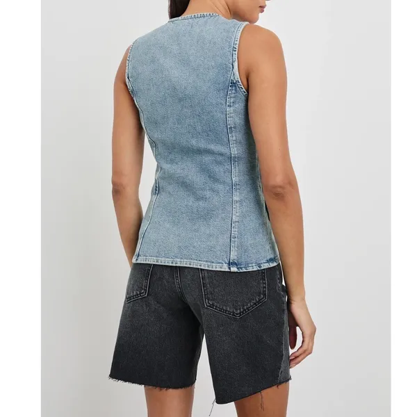 NWT Rails Portola Denim Vest Womens Blue Eyed Girl Light Wash Button Front M - Image 2