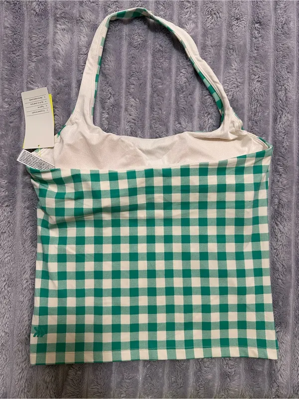 All in Motion Everyday Soft Halter Tank Top — Green Plaid — Size L - Image 4
