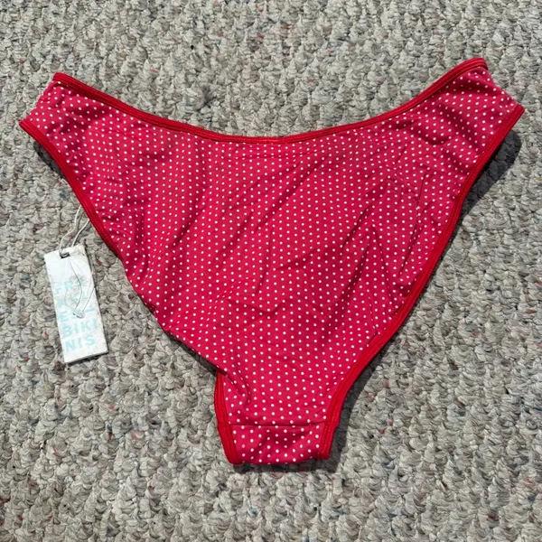 NWT Frankie’s Bikinis Catalina Dove Bottom Bikini Bottoms Polka Dot Red- Size XL - Image 5