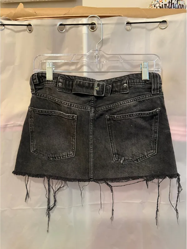 We The Free Black Distressed Denim Mini Skirt Size 25 - Image 2