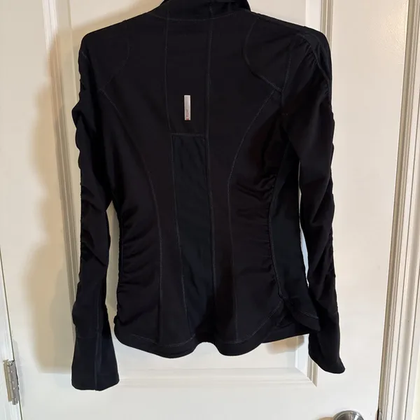 Women's Zella Black Athletic Jacket Sz XS Athlesure Runched Sleeves‎ Mesh - Image 4