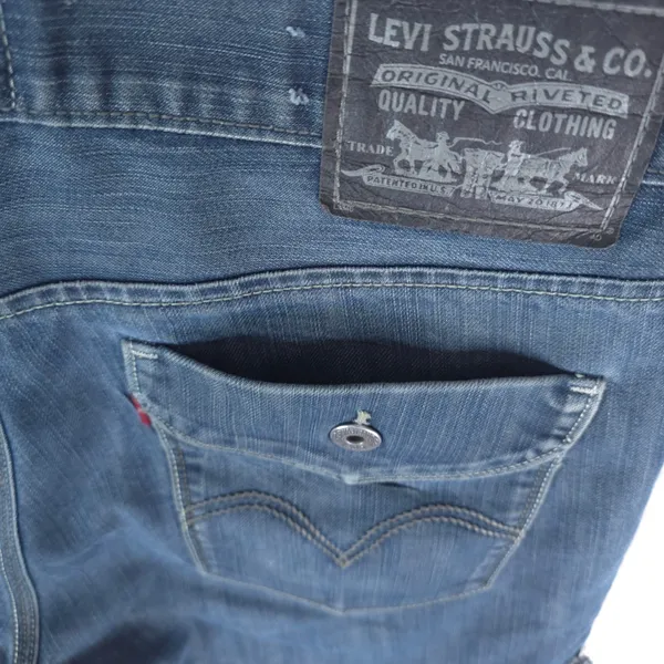 Levis 514 Slim Straight‎ Denim Shorts Women 34x6 Blue Cutoff Raw Hem Casual Y2K - Image 6