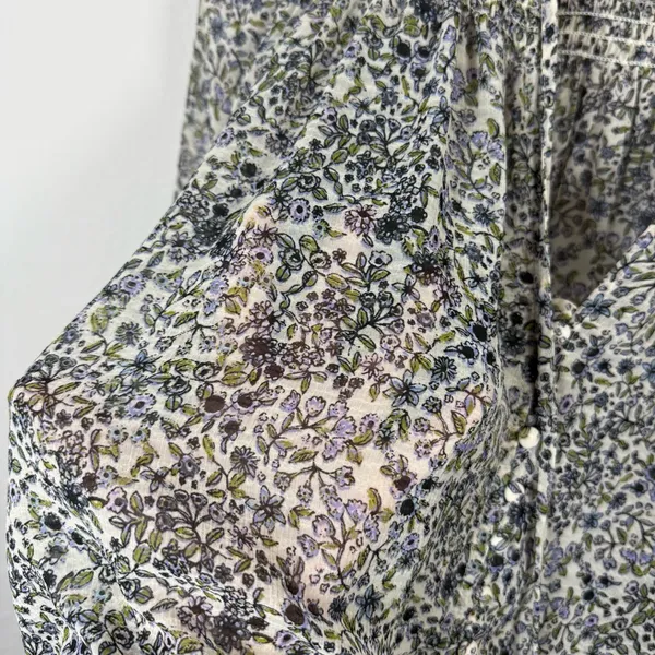 Free People Women’s Lela Floral Ruffle Sheer Blouse Ivory Combo Size S - Image 9