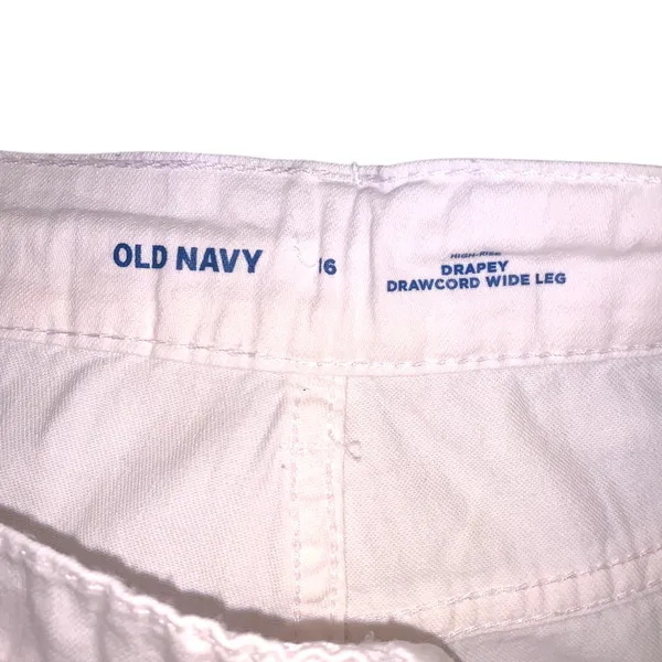 Old Navy White High Rise Drapey Drawcord Wide Leg Pants - Image 5