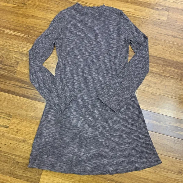 American Eagle Knit Dress Womens Size Medium Bell Sleeve Ruffle‎ Neck Heathered - Image 4