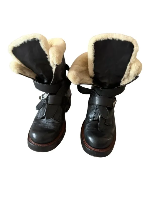 COACH Women’s Black Leather Zip Moto Boots Size 7 - Image 8