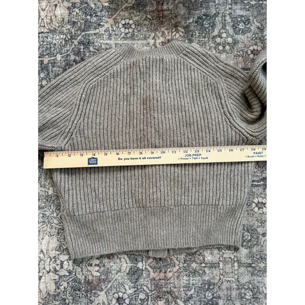 Abercrombie & Fitch Womens Cropped Ribbed Pearl Button Cardigan Sweater Taupe S - Image 6