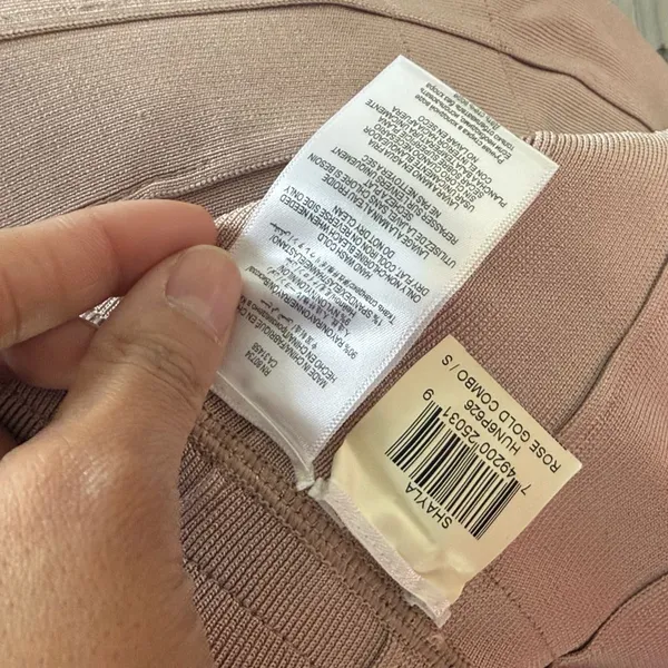 Herve Leger Blush and Silver Mini Dress Size Small - Image 7