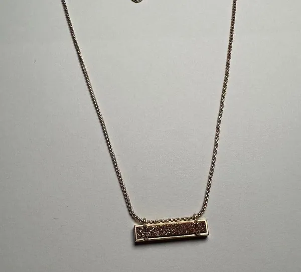 Kendra Scott Leanor Druzy Pendant Rose Gold Tone Necklace Adjustable Length - Image 2