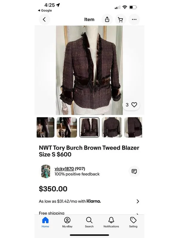 Tory Burch Tweed Jacket with Velvet Accents - Image 9