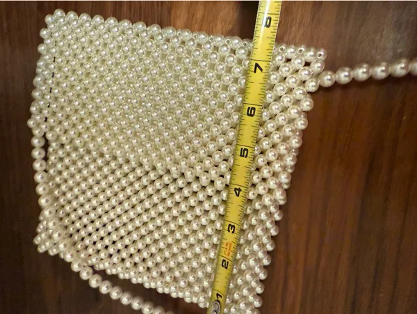 Pearl Beaded Crossbody Bag in Cream - Image 5