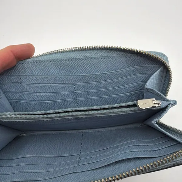 Coach Zip Around Wallet Dusty Blue Pebbled Leather Wallet - Image 6