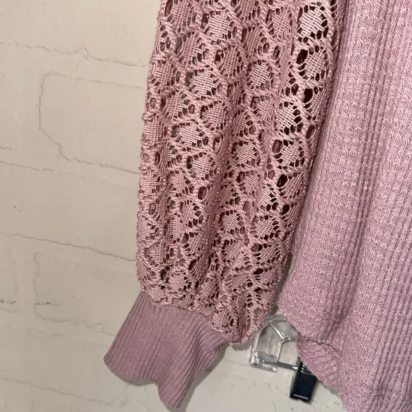 Free People shirt Sweetest Thing Thermal Blush pink XS embroidered - Image 5