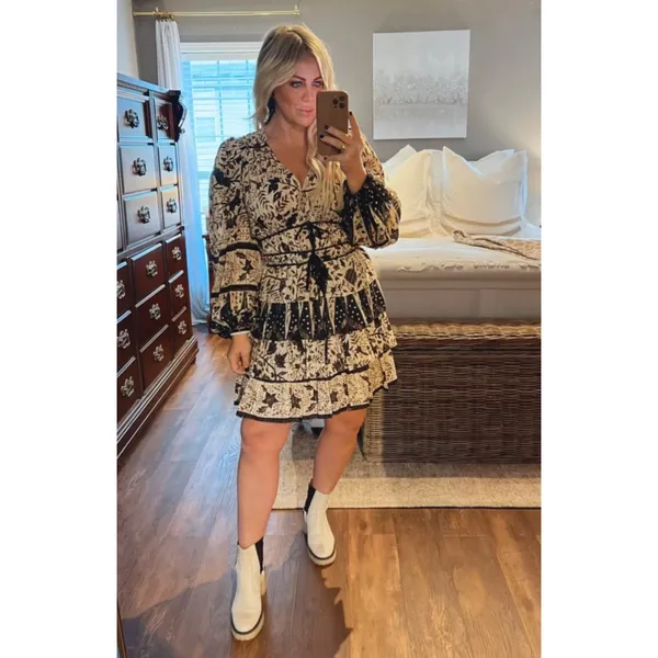 ULLA JOHNSON Nina Long Sleeve Mini Dress Size 4 - Image 3