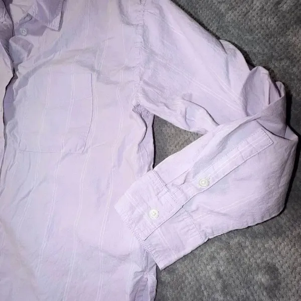 Madewell XS Lavender Button Down Long Sleeve Striped Pocket Shirt 100% Cotton #1 - Image 6