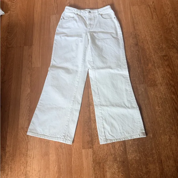 PINK Victoria's Secret Wide-Leg Jeans in Cream - Image 2