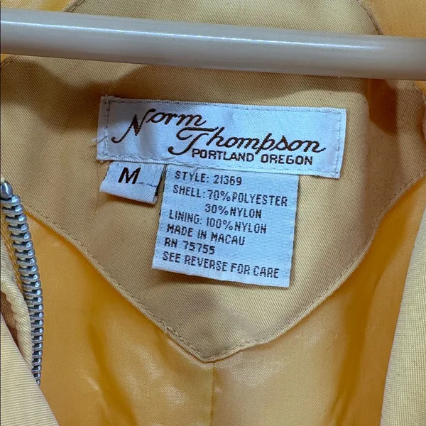 Norm Thompson Yellow Lightweight Jacket vintage lined cinched waist spring M - Image 10
