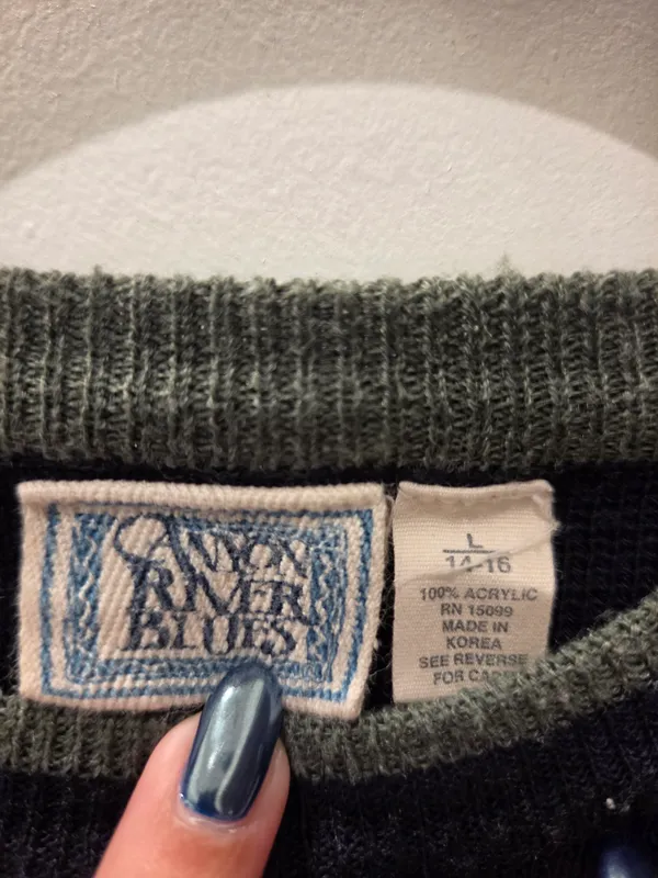 Vintage Canyon River Blues Striped Knit Sweater - Youth L (14-16) - Image 4