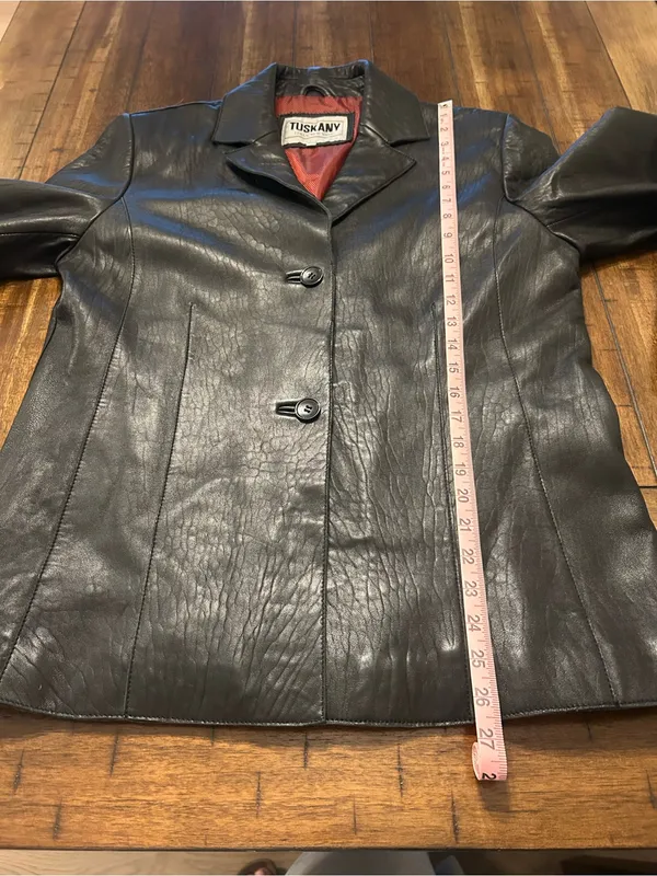 Tuskany Womens XXL Genuine Leather Blazer Jacket Black Y2K Fitted - Image 10
