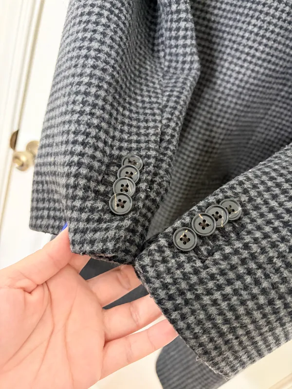 Abercrombie & Fitch Houndstooth Wool Blend Overcoat Quiet Luxury Preppy Classic Size M - Image 7