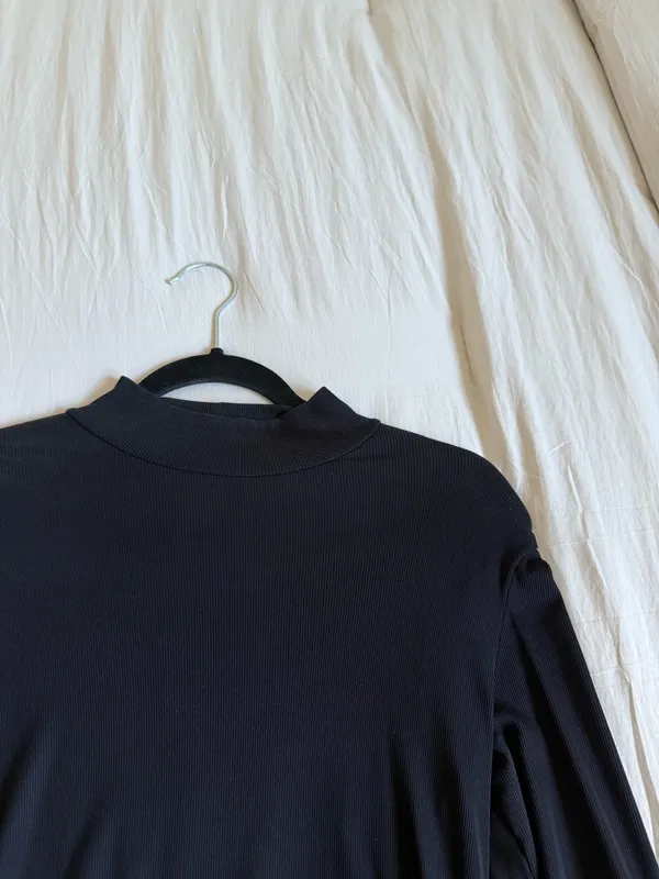 H&M Black Ribbed Bodysuit - Image 2