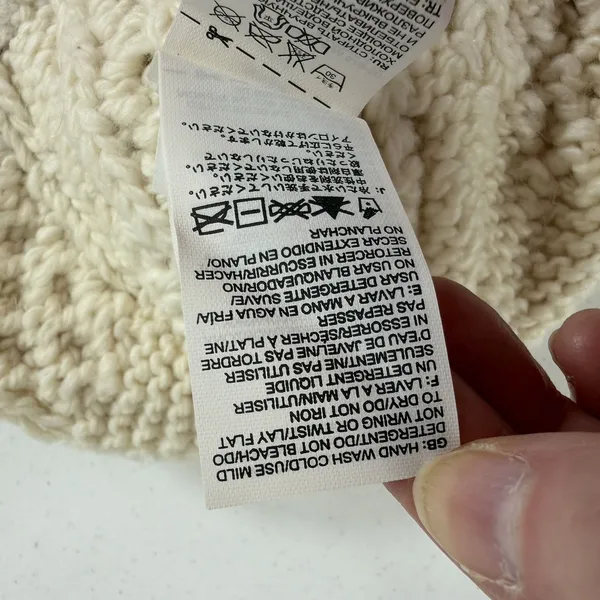 The North Face Hat Beanie‎ One Size Ivory Cable Knit Lined Wool Alpaca Blend - Image 12