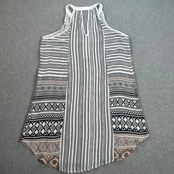 Pants Store Mini Dress Women's Large Halter V-Neck Black/Brown Stripe Summer - Image 8