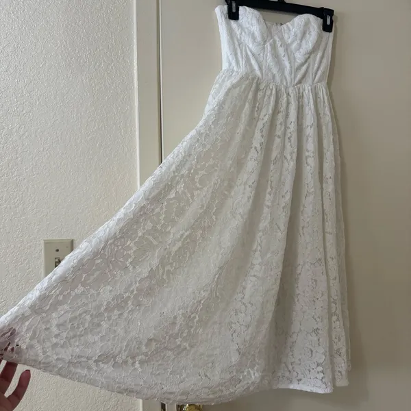 Altar'd State Karen White Lace Midi Dress Size S - Image 3