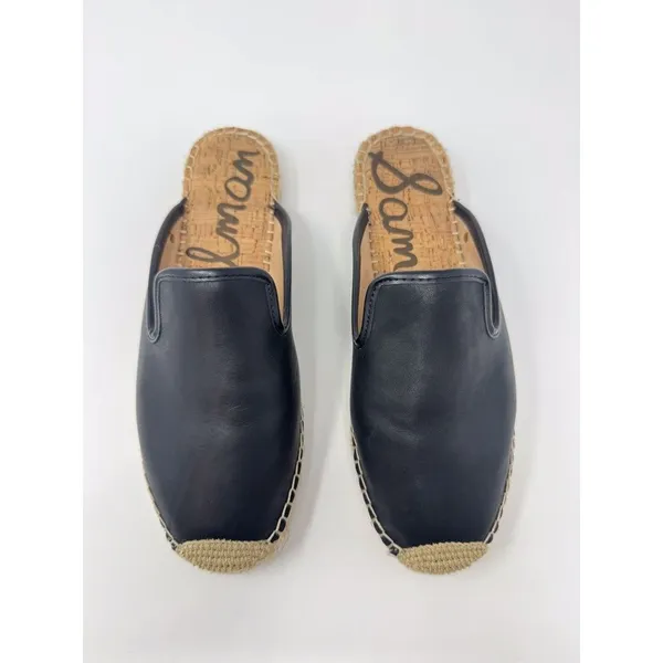 Sam Edelman Kerry Womens Mules Black Leather Espadrille Comfort Sandals US 9 M - Image 2