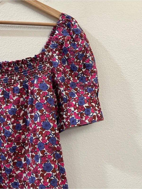 J.Crew Afternoon Linen Dress in Berry Floral Size Medium - Image 6