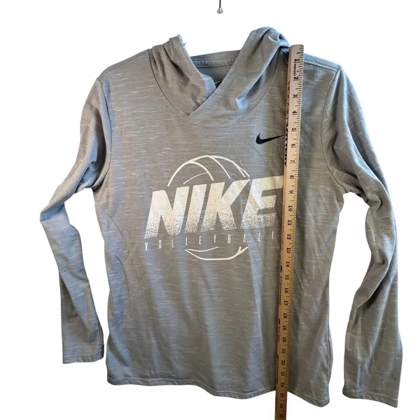 Nike Volleyball Hoodie Tee Dri-FIT Grey Space Dye‎ Long Sleeve Shirt Women M - Image 7