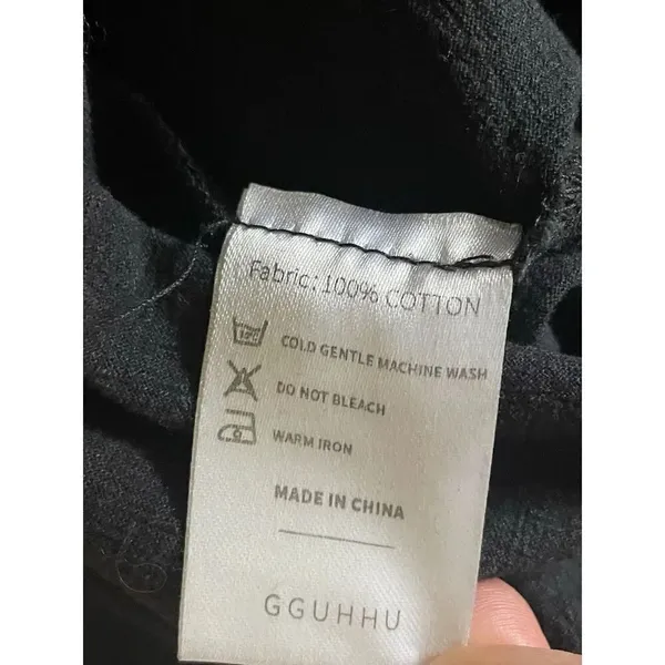 GGUHHU Women’s Chic Button Down Long Sleeve Midi Black Pockets Shirt-Dress S - Image 9