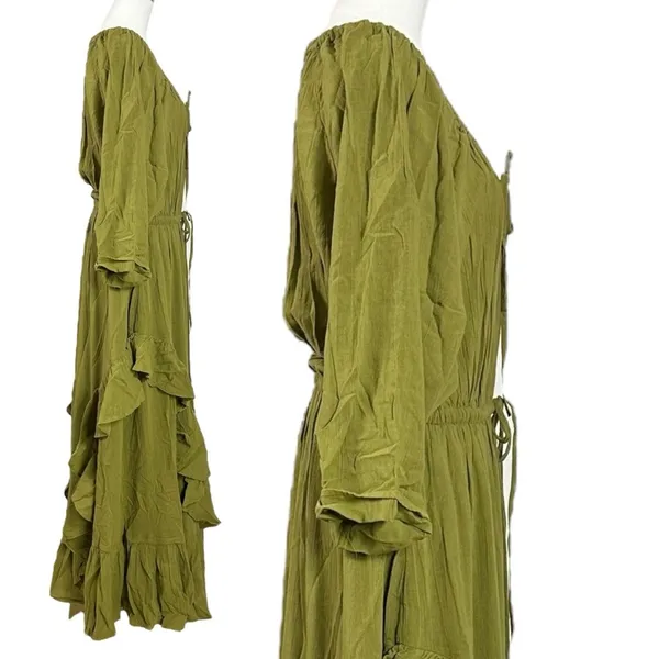 Free People Bohemian Witchy Ethereal Maxi Dress Green Moss Size Small NWT - Image 7