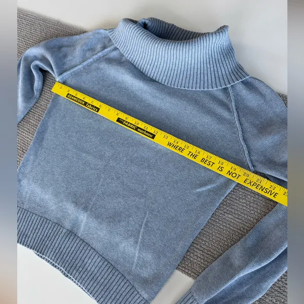 Jeanne Pierre Light Blue Cowl Neck Cotton Sweater Size Medium - Image 6