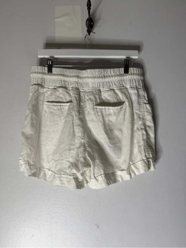 Athleta Cabo Linen 4" Shorts Women's 10 White‎ Elastic Drawstring Waist Pockets - Image 2