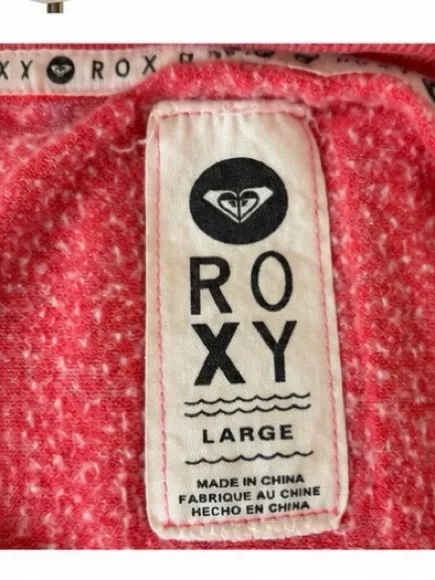 Roxy Size Large Red Burnout Graphic Sweatshirt Wide Neck Surf Beach Pullover - Image 5