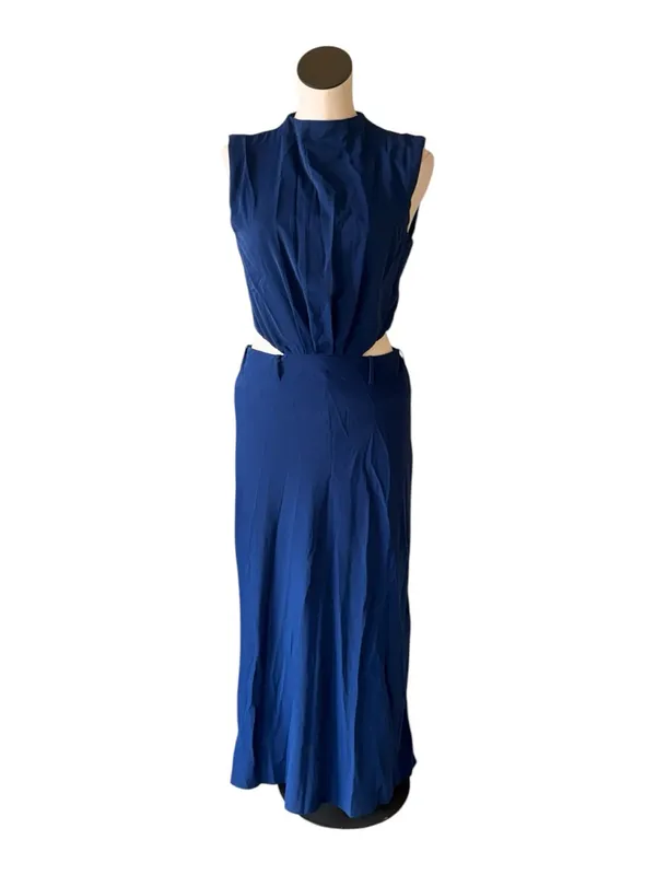 NWT Abercrombie & Fitch Navy Side Cut Out Maxi Dress Small NO BELT - Image 2