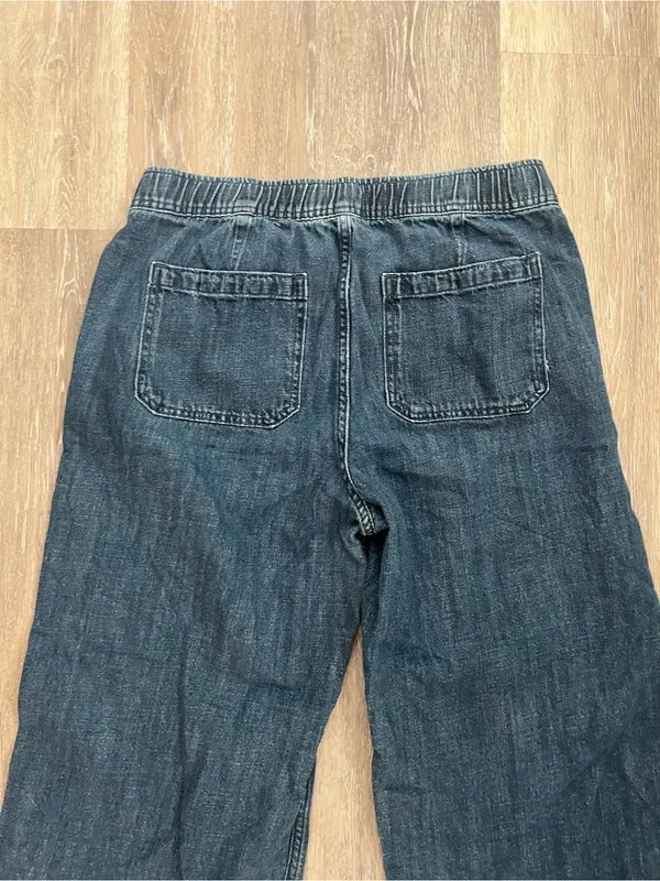 Gap Womens Wide Leg Jeans Medium Dark Wash Denim Easy Cargo Jean Pull On Utility - Image 8