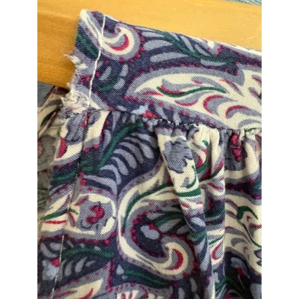 Few Moda Maxi Dress Small Blue Paisley Boho Tiered V-Neck Long Sleeve Drawstring - Image 9