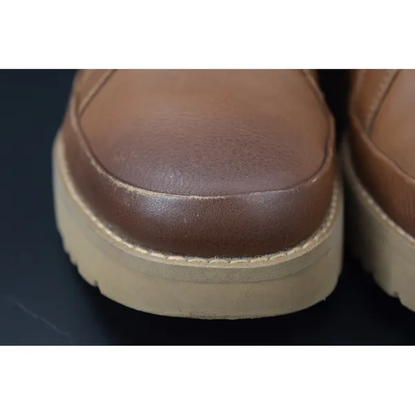 UGG Deconstructed Lace Leather Side Zip Boots Women Brown Good Size 6 Toe Round - Image 7