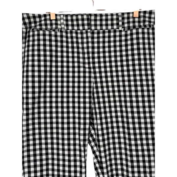 Ann Taylor Women's Curvy Gingham Cropped Pants Black White Check Size 16 Preppy - Image 6