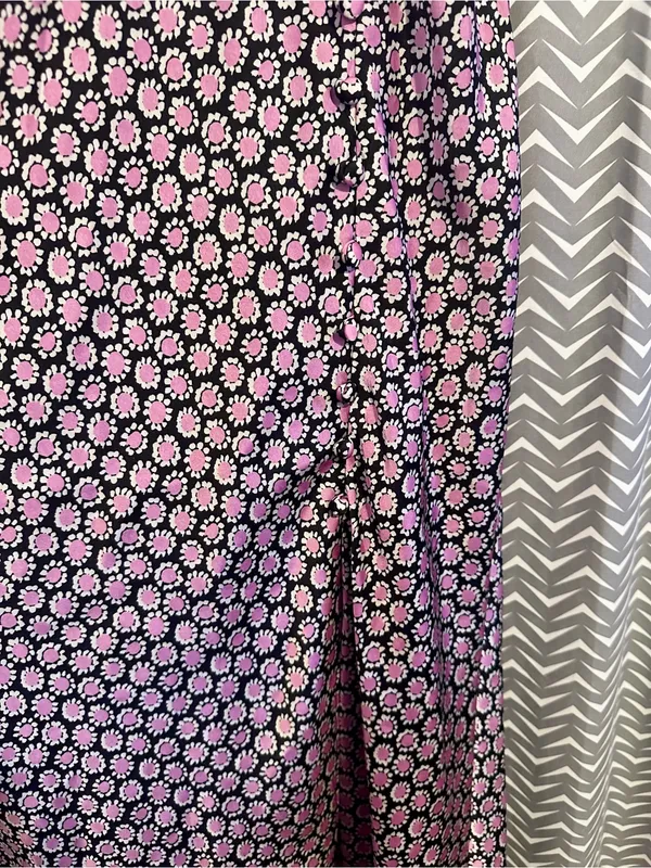 Zara | Pink and Black Daisy Print Satin Maxi Slip Dress, Small - Image 4