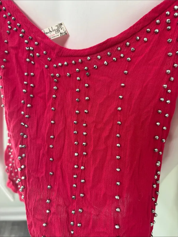 Intimately free people red beaded tank medium - Image 6